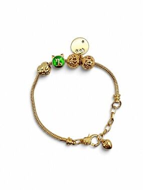 Vintage Gold Tone Capricorn Zodiac Charm Bracelet Celestial Snake Chain NOS